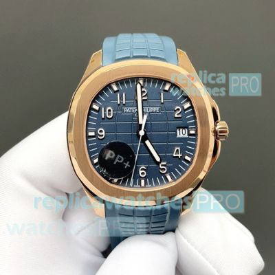 PP+ Factory Swiss Patek Philippe Aquanaut Gain Weight Rose Gold Blue Dial Copy Watch 